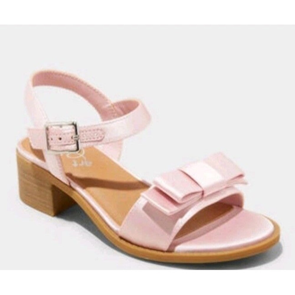 Art Class Kids' Belle Satin Dress Heel Open Toe Block Heels Buckle Blush Size 4